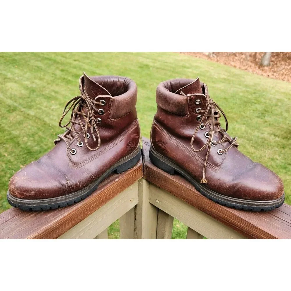 Vintage Timberland Boots Mens 8 W 10003 6211 Brown Leather Czech Republic Wide